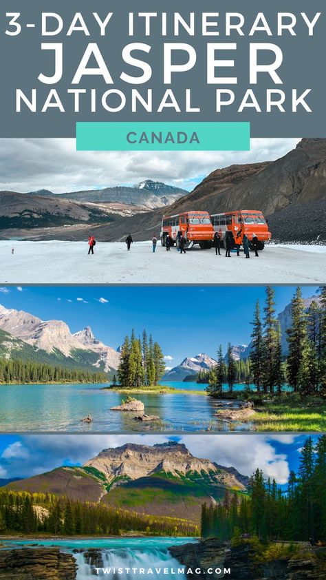 Columbia Icefields, Spirit Island and Athabasca falls in Jasper National Park Alberta Canada Jasper National Park Canada, Jasper National Park, Perfect Road Trip, Mountain Hiking, Travel Inspired, Weekend Getaways, Spring Break, Outdoor Activities, Family Vacation