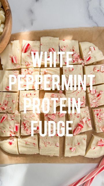 Clean Simple Eats White Chocolate Peppermint Protein Shake, Lily's Peppermint Chips Recipes, Protein Peppermint Bark, Healthy Peppermint Desserts, Peppermint Protein Shake, Protein Fudge, Peppermint Dessert, Peppermint Bark Recipes, Bark Recipes