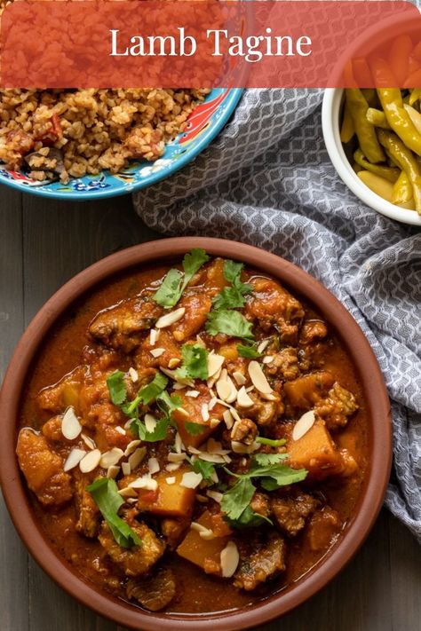 Moroccan lamb stew made with lamb, apricots, squash and warm spices. Lamb And Butternut Squash Tagine, Lamb Tagine Recipe Morocco, Lamb Tagine Recipe, Lamb Tagine, Moroccan Recipes, Slow Cooker Lamb, Tagine Recipes, Chicken And Butternut Squash, Pregnancy Diet