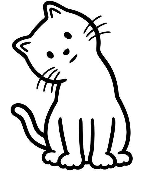 Cat Easy Drawing, Cat Drawing Simple, Free Coloring Pages For Kids, Cat Template, Kids Animals, 캐릭터 드로잉, Cute Easy Drawings, Art Drawings For Kids, Cute Coloring Pages