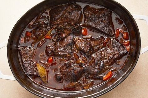 Bourbon-Braised Beef Recipe - NYT Cooking Braised Dishes, Nyt Recipes, Beef Entrees, Lime Salmon, Sunday Dinners, Savory Dishes, Rice Ingredients, Beef Chuck, Nyt Cooking