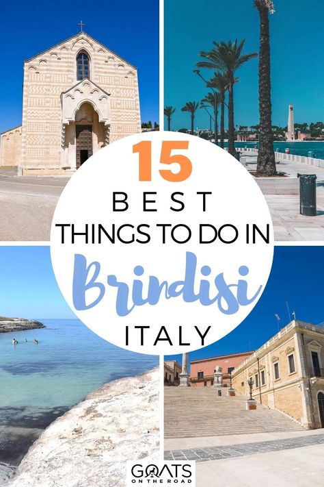 Brindisi Italy, Italy Culture, Italy Beaches, Roman Ruins, Cruise Europe, Long Term Travel, Explore Italy, Puglia Italy, Italy Travel Tips