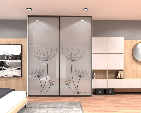 komander szafir profile in graphite and AIS glass Glass Shutter Wardrobe, Back Painted Glass Wardrobe, Aristo Wardrobe Designs, Sliding Wardrobe Doors Modern, Aristo Wardrobe, Glass Wardrobe Design, Glass Door Wardrobe, Aesthetic Wardrobe Closet, India Bedroom