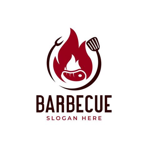 Bbq Logo Design Ideas, Meat Logo Design, Bar And Grill Logo, Grill Logo Design, Bbq Grill Logo, Barbecue Logo, Fire Concept, Meat Logo, Bbq Logo