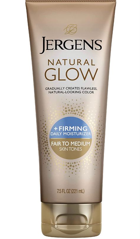 , Sunless Tanning Lotion for Fair to Medium Skin Tone, Anti Cellulite Firming Body Lotion for Natural-Looking Tan, 7.5 Ounce Jergens Natural Glow Daily Moisturizer, Gradual Tanning Lotion, Firming Body Lotion, Jergens Natural Glow, Glow Lotion, Tanning Moisturizer, Sunless Tanning Lotion, Tan Skin Tone, Natural Skin Tone