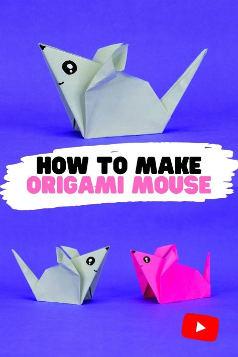 Origami Mouse Easy, Mouse Origami, Origami Rat, Paper Mouse, Mouse Craft, Cool Crafts For Kids, Easy Origami Animals, Animal Origami, Craft Ideas With Paper