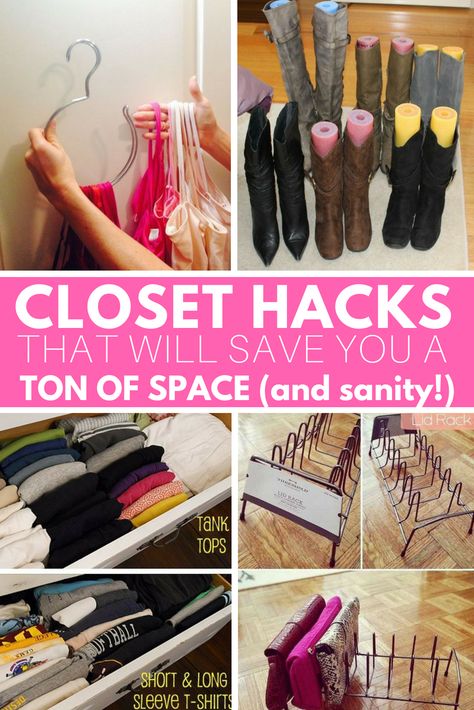 Closet Organization Hacks You Can Easy Do Today! - How To Store Tank Tops How To Organize, Bodysuit Organization, Tank Top Organization Diy, Hoodie Organization Ideas, Tshirt Organization Ideas, Reading Closet, Tank Top Organization, Tank Top Storage, Small Closet Hacks