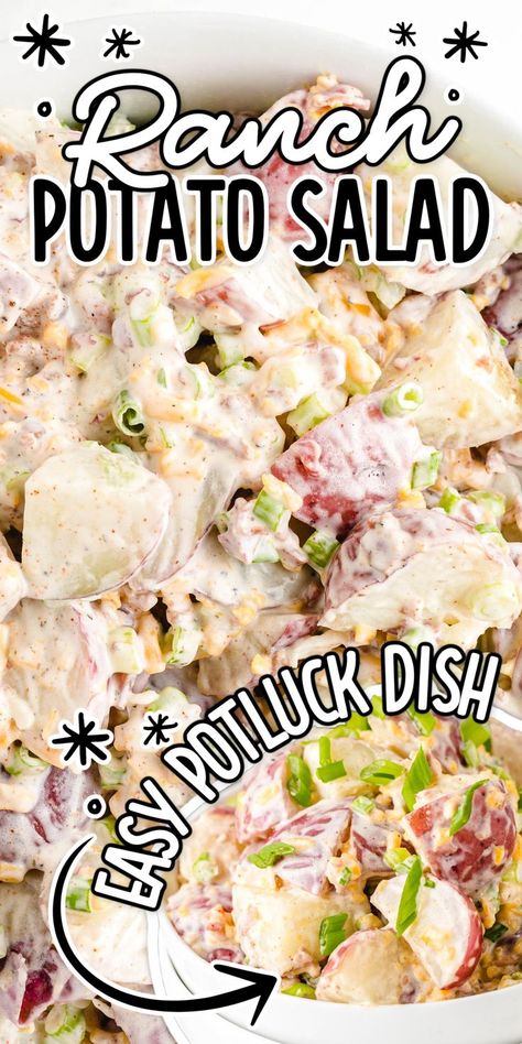 Red Skin Potato Salad, Red Potato Salad Recipe, Ranch Potato Salad, Red Potato Salad, Potato Salad Recipe Easy, Casserole Side Dishes, Cheddar Potatoes, Easy Potato Salad, Creamy Ranch