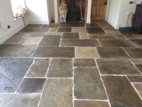 Flagstone Floor, Flagstone Tile, Clean Kitchen Floor, Barn Kitchen, Family Room Walls, Terracotta Floor, Flagstone Flooring, Basement Kitchen, Slate Flooring