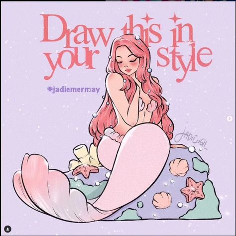 For my first #mermay ever, I choose to draw a mermaid by awesome @jadiengh It was a pleasure to paint such a lively character #jadiemermay I am so inspired by the mermay theme, I think 🤔 I will do some more. I took an interest in crown theme by @elby.draws . Wish me good luck 👍 #mermay2024 #mermaychallenge #artchallenge2024 #mermaid #mermay #mermayprompts #mermayart #instagramalgorithm #popularart #drawingchallenge #instagramchallenge #artist #art Draw It In Your Style Challenge, Draw This In Your Style Challenge, Dtiys Art Challenge, Draw A Mermaid, Crown Drawing, 30 Day Drawing Challenge, Alien Drawings, Mermaid Illustration, Drawing Challenges