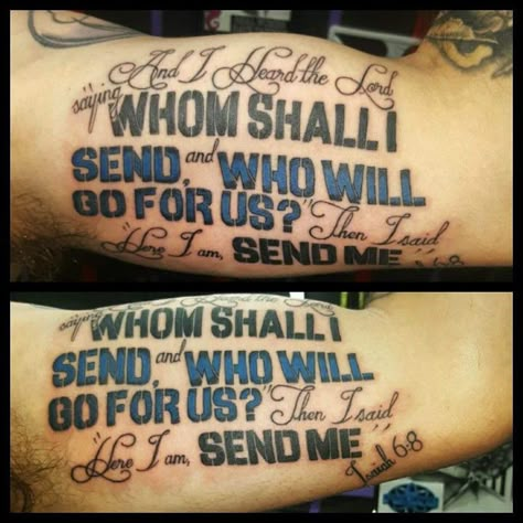 Isaiah 6:8 Shoulder Surgery Tattoo, Matthew 5 9 Tattoo Law Enforcement, Isaiah 6:8 Tattoo Men, Law Enforcement Tattoos For Men, Isaiah 6 8 Tattoo, Police Tattoo Ideas, Tattoo Ideas American Traditional, Tat Quotes, Police Tattoos