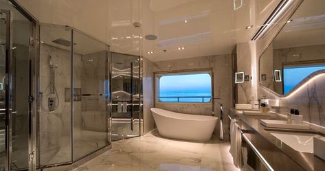 Yacht Bathroom, Cruise Rooms, Bedroom Ensuite, Neon Bedroom, Dream Closet Design, Bathroom Design Layout, Dream Life House, Yacht Interior, Dream Bathrooms