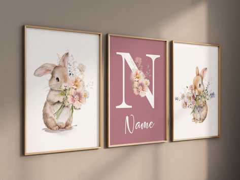 Bunny nursery print, Bunny Floral Watercolor Prints, Nursery wall art girl bunny, bunny nursery decor, Wildflower Nursery, bunny nursery Nursery Bunny, Wildflower Nursery, Bunny Nursery Decor, Bunny Wall Art, Nursery Frames, Rabbit Nursery, Pink Nursery Decor, Bunny Nursery, Nursery Wall Art Girl