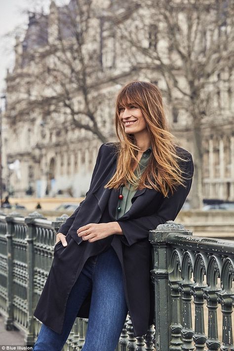 Strings to her bow: As well as being a model, she has co-written a book, How To Be Parisia... Emily In Paris Hair Bangs, Caroline Maigret Style, Parisian Bangs Fringes, Caroline De Maigret Hair, Clemence Poesy Hair, Chanel Muse, Caroline De Maigret Summer Style, Caroline Maigret, Fun Haircuts