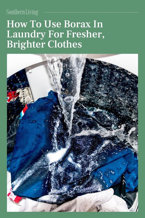 Are you putting in extra detergent or fabric softener in hopes of getting your clothes to smell better to no avail? Before you use too much detergent in the washer or load your clothes up with added fragrances, there's another simple solution to test out: borax. Discover the benefits of using borax in laundry and learn how to incorporate it into your washing routine. #cleaning #washing #laundry #borax #laundrytips #howtouseborax Using Borax In Laundry, How To Use Borax In Laundry, Borax Uses Laundry, Borax Cleaning Hacks, Borax In Laundry, Borax Laundry, Borax Uses, Borax Cleaning, Southern Living Plant Collection