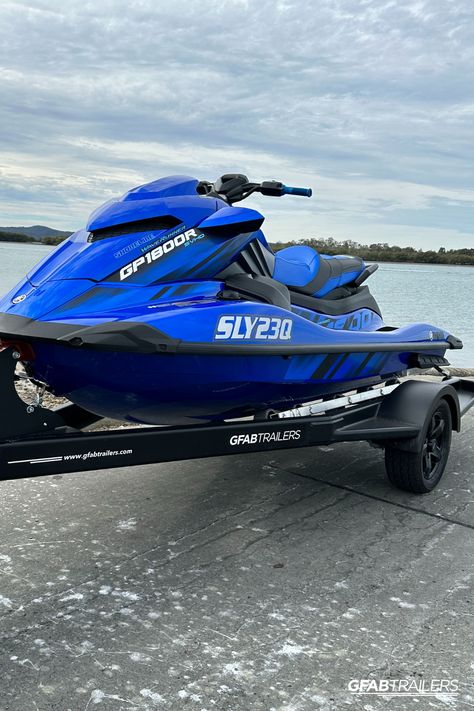 Your jet ski deserves a trailer that looks as good as it does. Our black single jetski trailer is built to impress!    #GFABTrailers #boattrailer #customtrailer #boatinglife #jetskilife #fishingtime #jetskiing #yamahawaverunner Jetski Trailer, Jet Ski Trailer, Yamaha Waverunner, Ski Brands, Boat Trailers, Ski Boats, Custom Trailers, Jetski, Boat Trailer