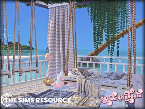 The Sims Resource - Arteana Sims 4 Spa Cc, Bohemian Outdoor Furniture, Sims 4 Island Living House, Sims 4 Cc Furniture Living Rooms, Sims 4 Challenges, Boho Outdoor, Dinning Set, Tumblr Sims 4, Sims 4 House Design