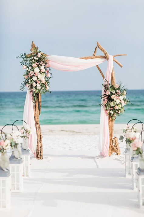 Budget Beach Wedding, Wedding Ideas Diy, Beach Wedding Pink, Small Beach Weddings, Beach Wedding Aisles, Beach Wedding Arch, Beach Wedding Ideas, Diy Beach Wedding, Simple Beach Wedding