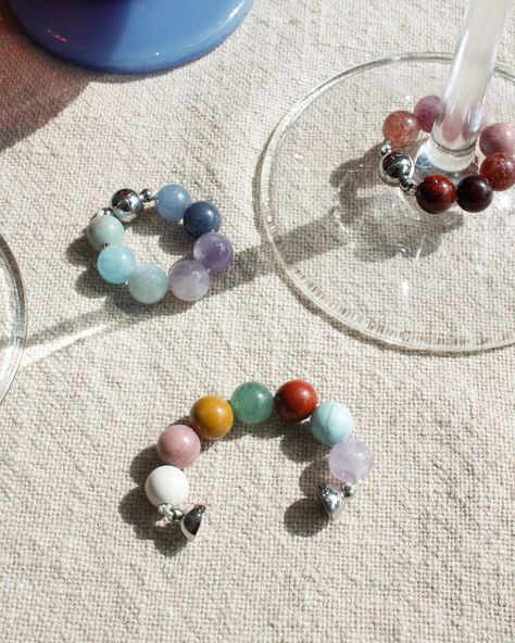 Us here keeping track of your wine glass, one beaded marker at a time. 🌈 Restocking this week for only 2 sets. Available in sets of 6 & 8 on our website. Wine Markers, Instagram Photo Inspiration, Stone Beads, Wine Glass, Necklaces Bracelets, Natural Stones, Markers, Handmade Jewelry, Jewelry Design