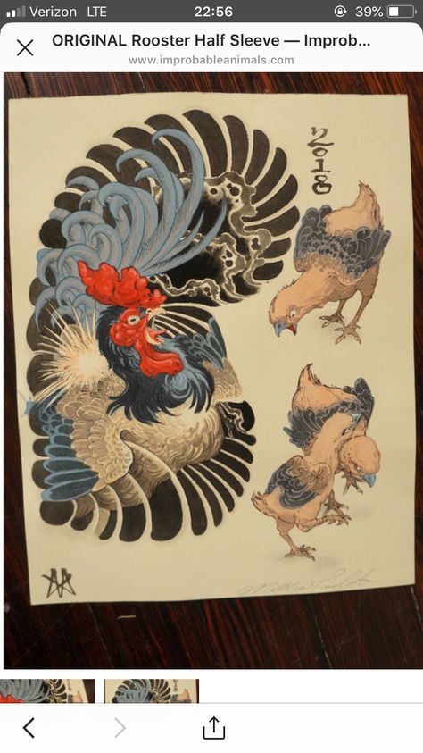 Rooster And Snake Tattoo, Japanese Rooster Tattoo, Rooster Tattoo Japanese, Year Of The Rooster Tattoo, Year Of The Rooster Tattoo Design, Japanese Rooster, Rooster Tattoo, Filipino Art, Japan Tattoo Design