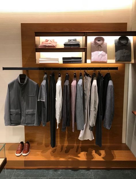 Zegna Store, Window Display Design, Clothes Stand, Ermenegildo Zegna, Display Design, Giorgio Armani, Wardrobe Rack, Chicago, Wardrobe