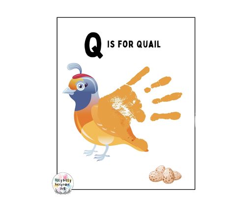 Letter Q Handprint Craft Art Printable Template / Alphabet Crafts Letter Q Handprint, Q Handprint Craft, Letter Q Handprint Craft, Letter Q Crafts For Toddlers, Q Is For Quail, Letter Q Crafts, Art Craft Kids, Q Alphabet, Handprint Template