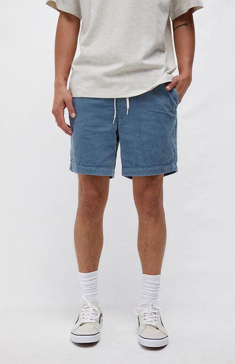 Blue Corduroy Volley Shorts Curdoroy Shorts Men, Curdoroy Outfits Men, Mens Corduroy Shorts, Venroy Shorts, Corduroy Shorts Outfit Men, Light Blue Shorts Outfit Men, Guys Shorts, Summer Shorts Men, Corduroy Shorts Outfit