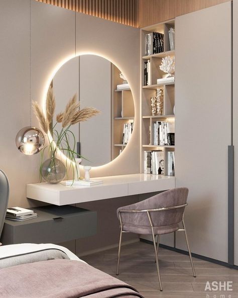 Modern Bedroom Interior, Mirror On The Wall, 아파트 인테리어, Girl Bedroom Decor, Living Room Decor Apartment, Room Inspiration Bedroom, Room Ideas Bedroom, Home Room Design, Aesthetic Room Decor