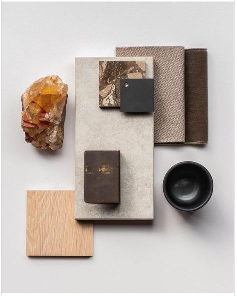 How to make a mood board: curate, edit and inspire | Caesarstone US Creating A Mood Board, Make A Mood Board, Mood Board Interior, Sample Board, Concrete Materials, Color Catalog, Quartz Surfacing, Material Board, Concrete Kitchen