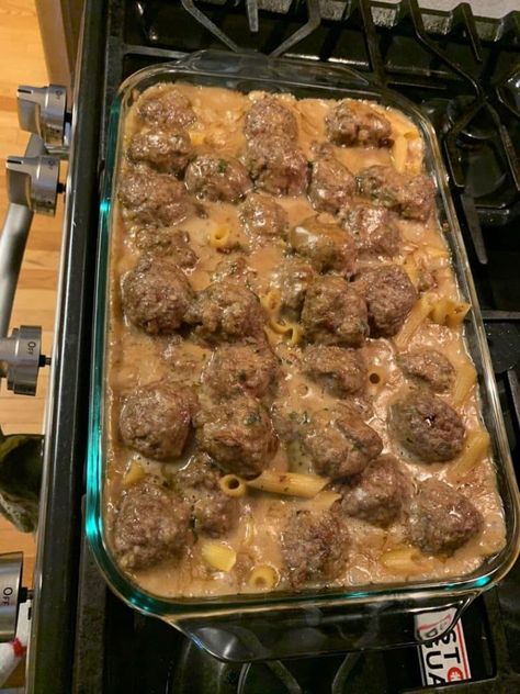 Facebook Swedish Meatball Noodle Bake, Swedish Meatball Pasta Bake, Meatball Noodle Bake, Meatballs And Noodles, Creamy Swedish Meatballs, Meatball Pasta Bake, Noodle Bake, Meatball Casserole, Meatball Pasta