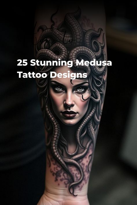 25 Stunning Medusa Tattoo Designs Medusa Greek Mythology Art, Versace Tattoo Ideas, Cool Medusa Tattoo, Half Medusa Tattoo, Medusa Tattoo Color, Greek Art Tattoo Minimalist, Medusa Back Tattoo, Dark Medusa Tattoo, Greek Mythology Tattoos Sleeve