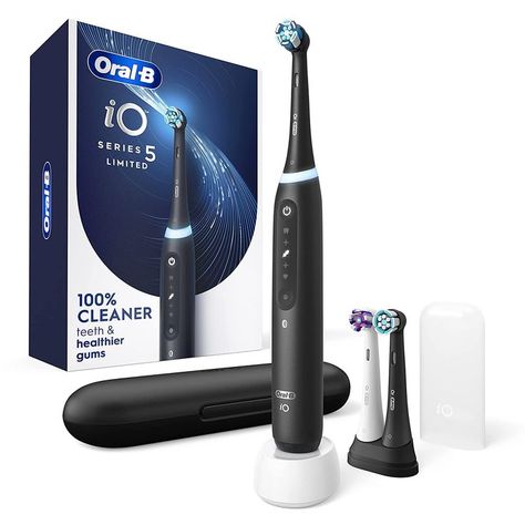 About this item You will receive (1) Oral-B iO5 Limited Electric Toothbrush, (1) Ultimate Clean Replacement Brush Head, (1) Gentle Care Replacement Brush Head, (1) Ultimate White Replacement Brush Head, (1) travel case, (1) travel refill holder, and (1) charger Clinically proven 100% cleaner teeth & healthier gums in 1 week vs. a regular manual toothbrush 5 Smart Modes for personalized brushing: Daily Clean, Whiten, Super Sensitive, Sensitive, and Intense Toothbrush Accessories, Power Toothbrush, Manual Toothbrush, Safe Cleaning Products, Electric Toothbrush, Electric Power, Teeth Cleaning, Oral Health, Oral Care