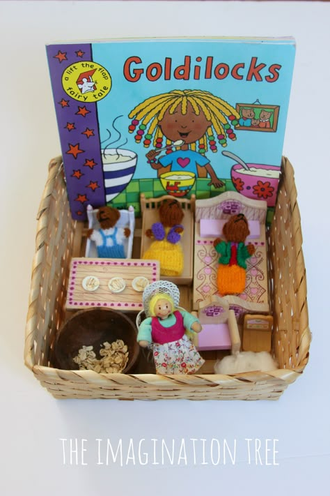 Goldilocks storytelling basket Story Telling Ideas, Treasure Basket, Story Sack, Imagination Tree, Traditional Tales, Goldilocks And The Three Bears, Story Activities, Book Baskets, Preschool Literacy