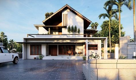 Budget Home Design, Kerala Home Design, Contemporary Home Design, Kerala Home, Modern Tropical House, Tropical House Design, Architecture Design Process, Luxury Mansion, Contemporary House Exterior