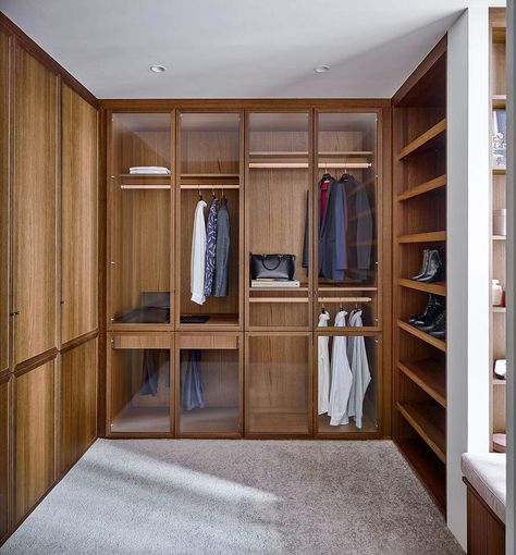 Walk In Robe Designs, Wooden Joinery, Modern Wardrobe Design, Wardrobe Design Modern, French Oak Flooring, Walk In Robe, Dressing Rooms, Beautiful Storage, London Flat