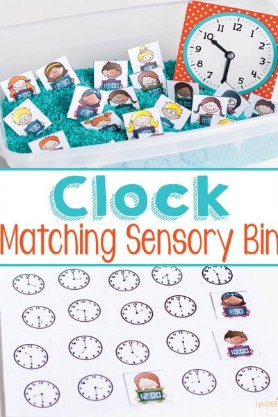 FREE Telling Time Matching Sensory Bin - What a fun way for kids to practice with clocks (math games, kindergarten, first grade, second grade, free printable) Time To The Hour, Elementary Learning, Math Activities For Kids, Teaching Time, French Immersion, Math Time, Learning Time, Second Grade Math, Analog Clock