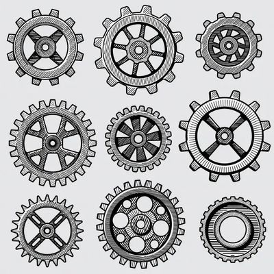 Gear Drawing, Vintage Saat, Steampunk Drawing, Gear Tattoo, Cog Wheel, Factory Machine, Steampunk Tattoo, Clock Gears, Steampunk Aesthetic