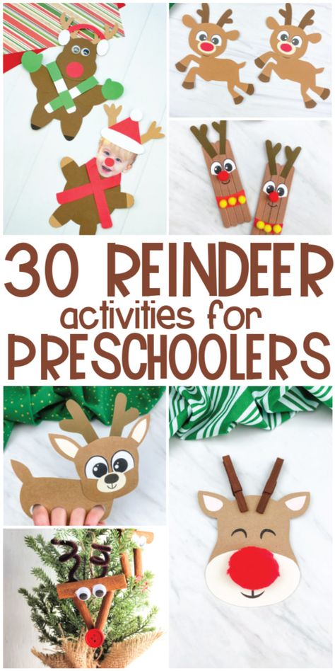 Easy Reindeer Crafts For Kids, Reindeer Craft Toddler, Preschool Reindeer Activities, Reindeer Activities For Toddlers, Simple Reindeer Craft, Reindeer Activity Preschool, Reindeer Popsicle Stick Ornament, Popsicle Stick Reindeer, Reighndeer Crafts For Kids