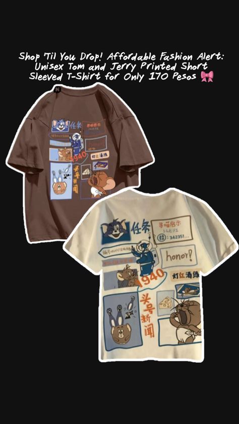 Tom And Jerry Shirt, Tom Jerry, Tom And Jerry, Affordable Fashion, Printed Shorts, T Shirt