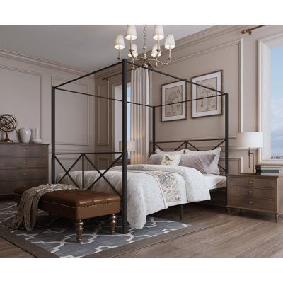 Black Metal Canopy Bed, King Size Canopy Bed, Black Canopy Bed, Iron Canopy Bed, Four Post Bed, Queen Canopy Bed, Metal Canopy Bed, Bed Metal, Bedroom Vibes