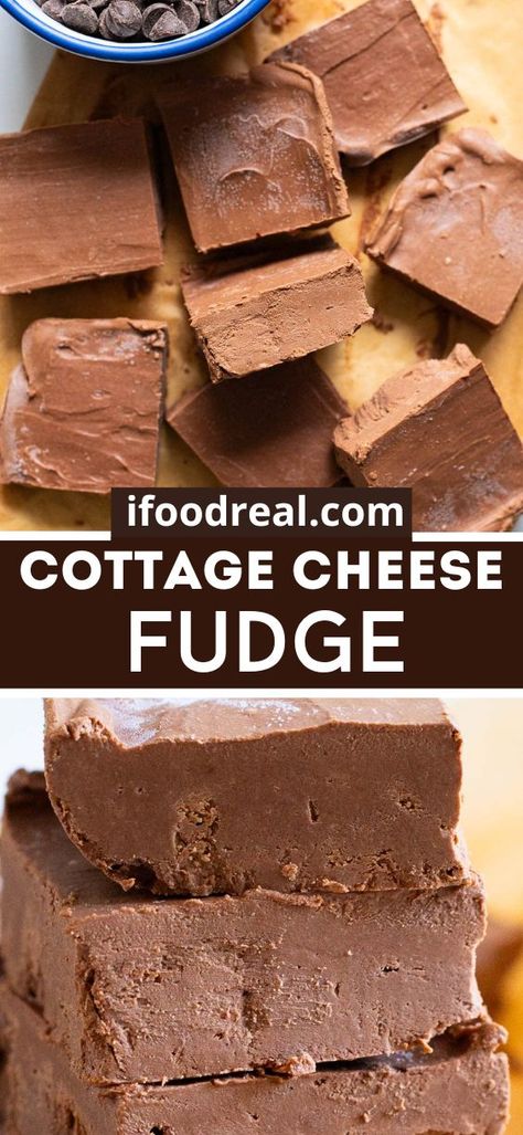 This 3 ingredient Cottage Cheese Fudge is a rich, creamy, melt-in-your-mouth healthy dessert packed with 4 grams of protein. Low Calorie Fudge Recipes, Two Ingredient Cottage Cheese Fudge, Low Calorie Fudge, Cottage Cheese Chocolate Muffins, Desserts Using Cottage Cheese, 2 Ingredient Cottage Cheese Fudge, Cottage Cheese Brownies Healthy, Microwave Healthy Dessert, Recipes Made With Cottage Cheese