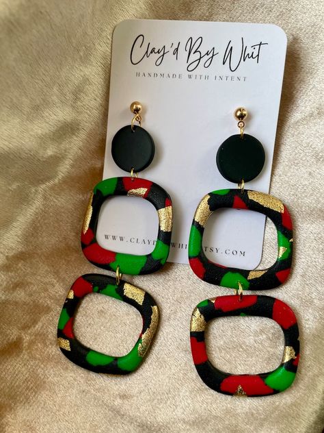 Kwanzaa Earrings African Inspired Earrings Afrocentric - Etsy African Inspired Earrings, Afrocentric Earrings, Africa Earrings, Dope Jewelry Accessories, Horn Earrings, Bone Earrings, Mixed Media Jewelry, African Earrings, Polymer Earrings