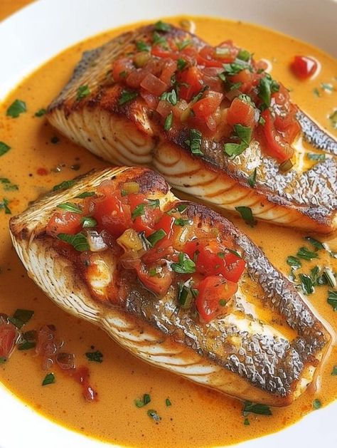 Very good recipes | 🐟 Red Snapper with Creamy Creole Sauce 🍽️ | Facebook Red Snapper Fillet, Creole Sauce, Good Recipes, Red Snapper, Diced Tomatoes, Diced Tomato, Summer Decor, Party Food, Salt And Pepper