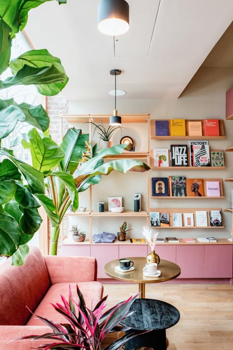 Four Seasons Surfs Club — This Is The Place I Was Telling You About Pink Couch, Home Decor Aesthetic, Colourful Living Room, Retro Interior, Patio Interior, Decor Aesthetic, Hotels Design, Coffee Shops, Ideas Home