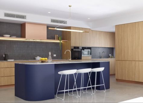 Laminex Australia on Instagram: “Stunning project by GRAYA which features block colour design with Laminex French Navy. The deep, rich tones of Laminex French Navy…” Laminex Australia, Big Kitchen Ideas, Big Kitchen Design, Kitchen Tapware, Kitchen Laminate, Kitchen Projects Design, Kitchen Copper, Colourful Kitchen, Plywood Kitchen