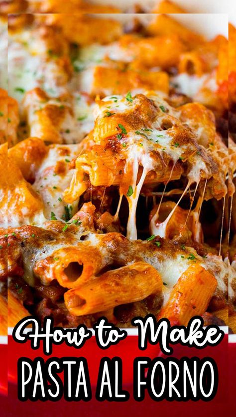 This Pasta al Forno is rigatoni pasta tossed in a savory meat sauce, then topped with plenty of cheese and baked to perfection. Rigatoni Noodles, Empress 1908 Gin, Rigatoni Recipes, Baked Rigatoni, Rigatoni Pasta, Butter Pasta, Baked Pasta, Mild Italian Sausage, Best Pasta Recipes