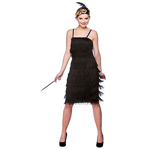 Black Jazzy Flapper (1920s) - Adult Costume Lady: M (UK:14-16) Wicked http://www.amazon.co.uk/dp/B00EWLMSXK/ref=cm_sw_r_pi_dp_g-F4ub0GA9JKY Gatsby Fancy Dress, Black Fancy Dress, Flapper Girl Costumes, Gatsby Girl, 1920s Glamour, Fancy Black Dress, Fancy Dress Halloween, Wicked Costumes, Fancy Dress Halloween Costumes