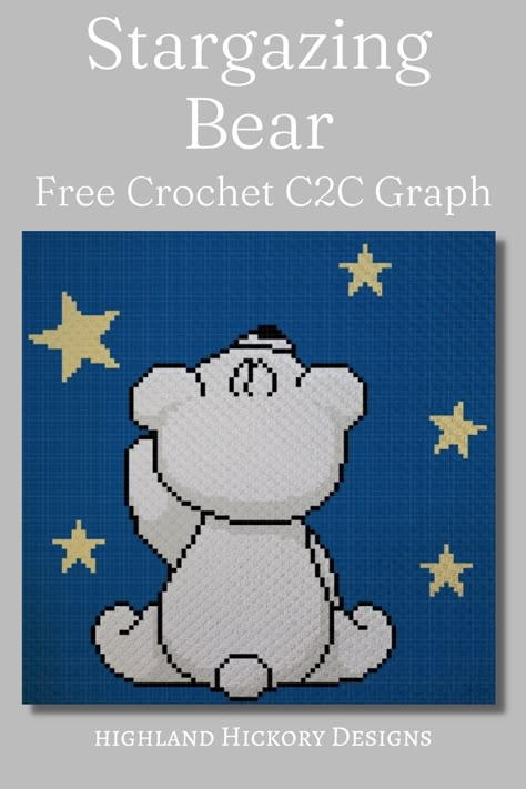 Use the Stargazing Bear Graph for Corner to Corner (C2C), Tapestry crochet (sc), tss, mini c2c, hdc, dc, bobble stitch, cross stitch, diamond art or any other craft that utilizes a graph. This pattern uses 6 different yarn colors. The graph is 100 blocks (squares) high by 100 blocks (squares) wide. C2c Teddy Bear Blanket, How To Crochet Graph Patterns, C2c Crochet Graph Patterns Free Charts, C2c Baby Blanket Pattern Free Crochet, C2c Crochet Pattern Free Charts, Graphgan Crochet Patterns, C2c Crochet Pattern Free Charts Easy, Corner To Corner Crochet Pattern Free, C2c Crochet Blanket Pattern Free