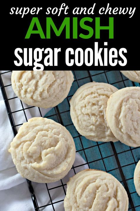 Soft, chewy, and perfect for dunking in milk, these Amish sugar cookies are full of vanilla sweetness! #cookies #sugarcookies #softcookes Amish Cookies, Easy Holiday Desserts Christmas, Holiday Desserts Thanksgiving, Chex Mix Recipes Original, Puppy Chow Chex Mix Recipe, Snickerdoodle Cookies Easy, Amish Sugar Cookies, Halloween Sugar Cookies Decorated, Chex Mix Puppy Chow