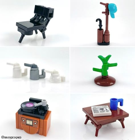 Lego Living Room Furniture, Lego Things To Build Easy, Lego Builds Instructions, Cute Lego House, Little Lego Builds, Lego Custom Builds, Diy Lego Builds, Easy Lego Creations With Instructions, Lego Furniture Instructions